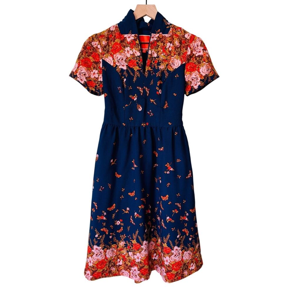 ModCloth Retro Lively Identity Butterfly Dress Small, Whimsy Cottage - Picture 1 of 11